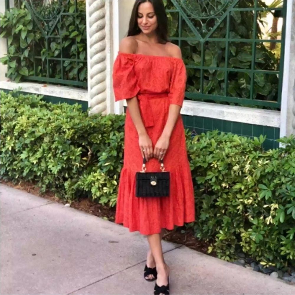 Rhode Resort Jay Eyelet Off-the-Shoul-der Dress size small